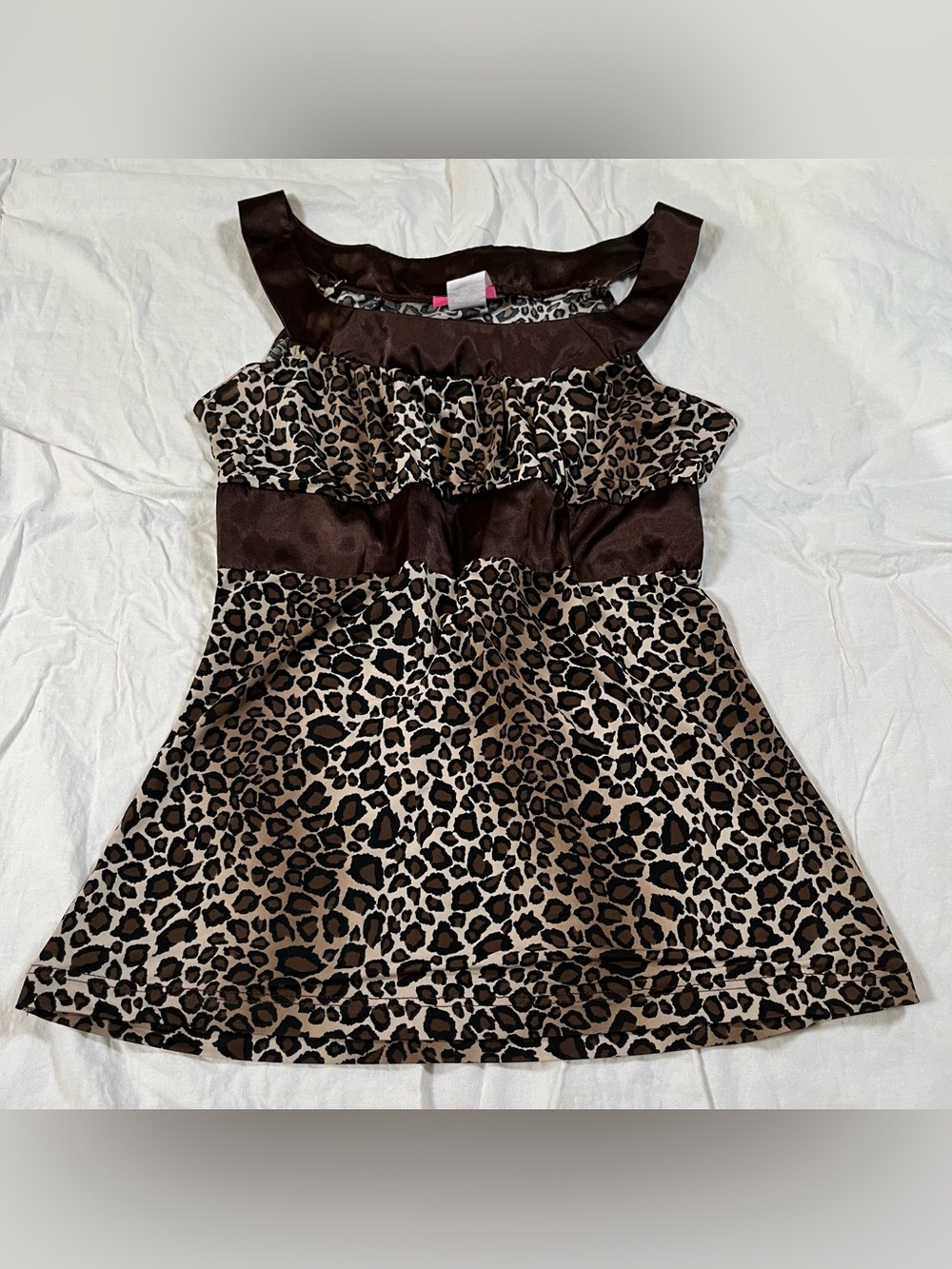 Vintage Y2K Lola Cheetah Leopard Print Sleeveless Babydoll Top 2000